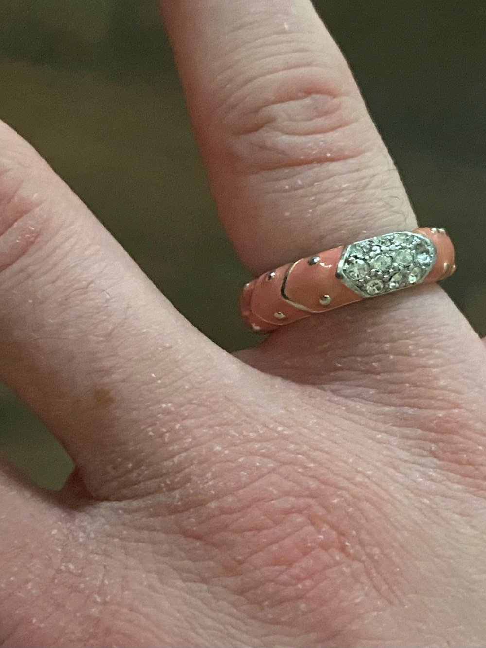 Peach and Silver Women's Ring